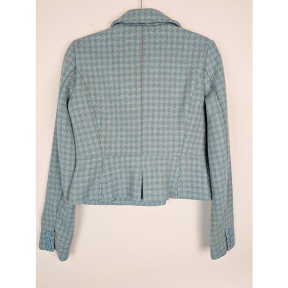 Abercrombie & Fitch Jacket Pea Coat Tweed Plaid Wool Blue Y2K Vintage Size M - Picture 5 of 10